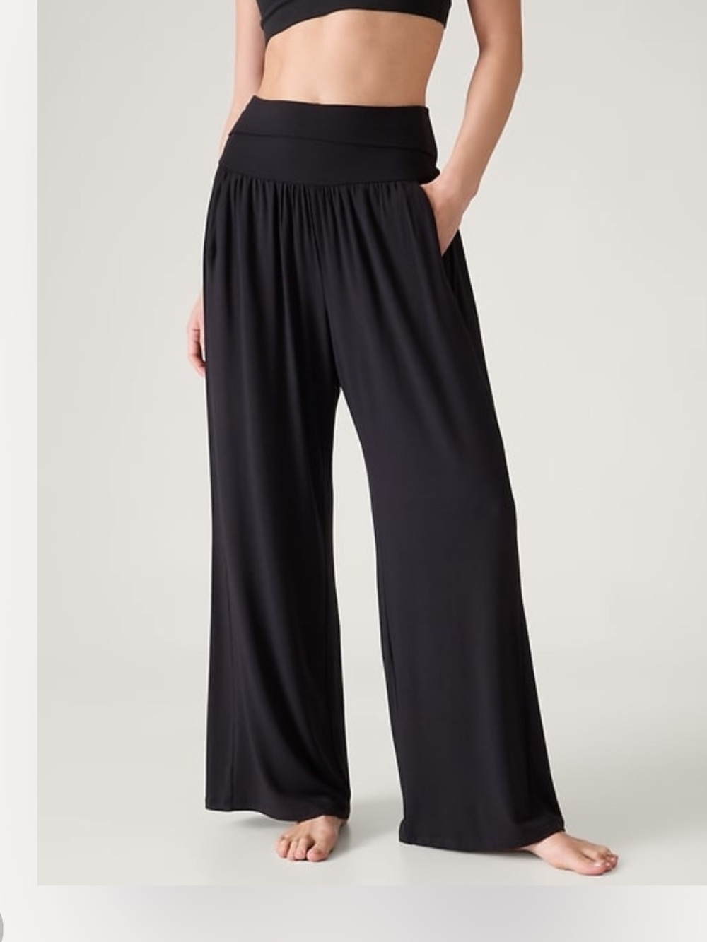 Athleta Black Studio Wide Leg Yoga Pants